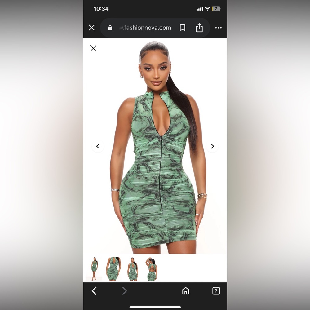 Fashion Nova Green Swirl Mini Dress